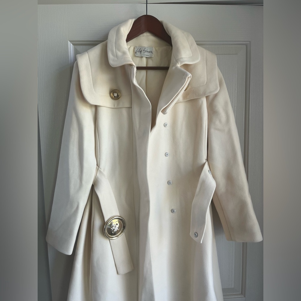 Lily Simon Montreal Vintage Cream Double-Breasted Coat Size S - M Excellent